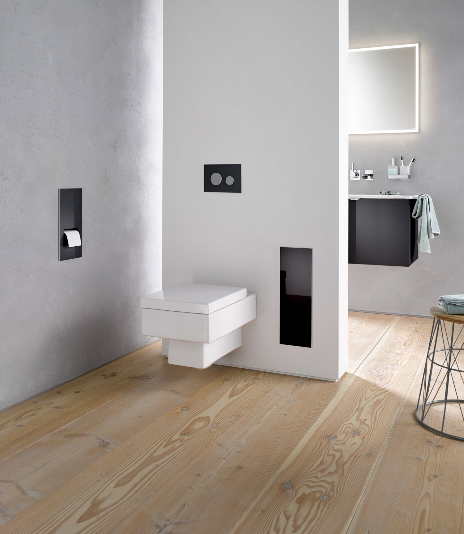 Emco asis 2.0 Toilettenbürstengarnitur-Modul Unterputz, Accessoires, 973428531, schwarz matt