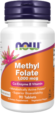 Now Methyl Folate 1000mcg Suporte Celular e Formação Sanguínea 90comps