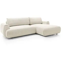 ECKSOFA ZEST Creme Geflochtener Stoff mit Schlaffunktion
