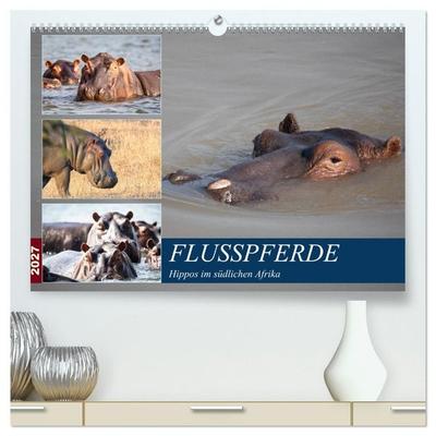 Hippos im südlichen Afrika (hochwertiger Premium Wandkalender 2027 DIN A2 quer), Kunstdruck in Hochglanz