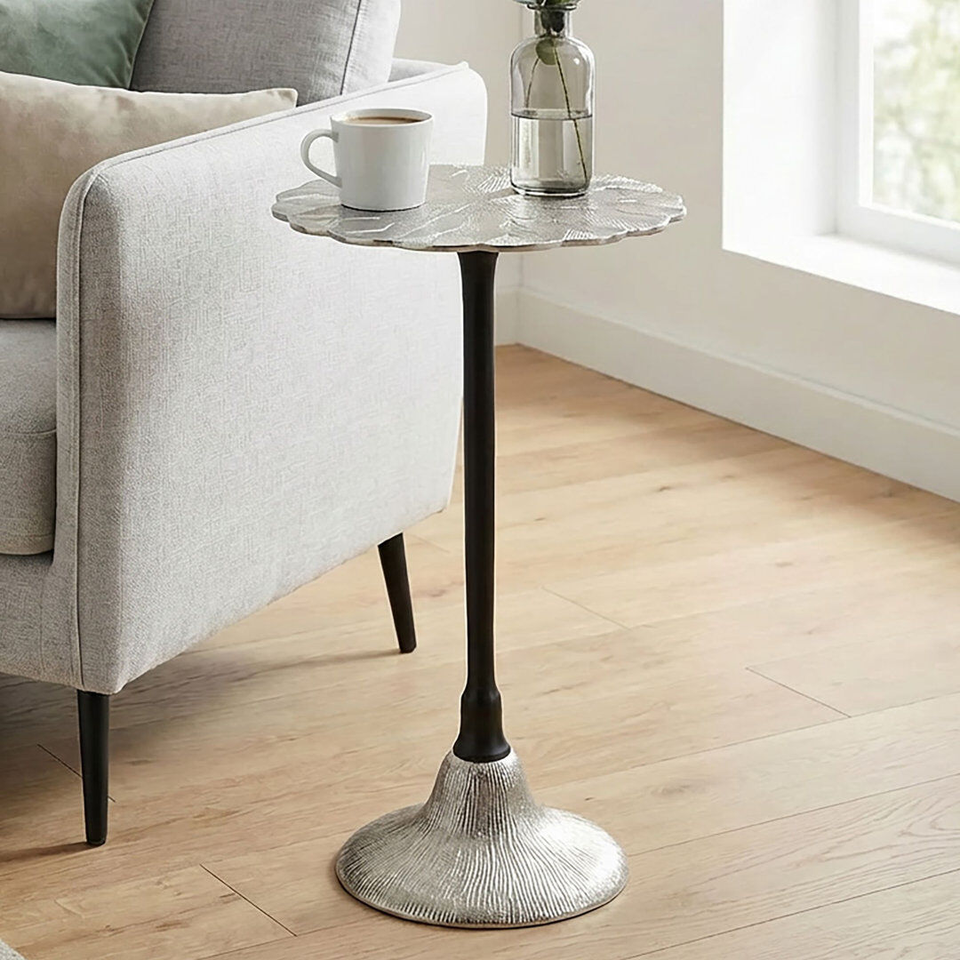 Rio Pedestal End Table Silver 54cm H X 29cm W X 29cm D