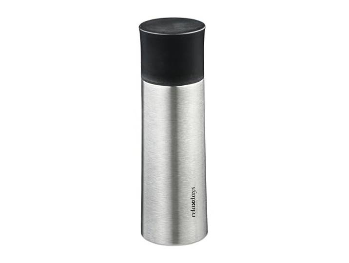 Relaxdays Gourde en acier inoxydable\, 400 ml\, étanche\, pour boissons chaudes et froides\, avec gobelet\, argentée