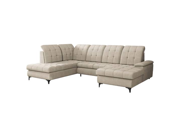 Mirjan24 Wohnlandschaft Enzo, Seite: Rechts, Beige, U-Form,Rechteckig, 212x105x330 cm, Wohnzimmer, Sofas & Couches, Wohnlandschaften, Wohnlandschaften in U-Form