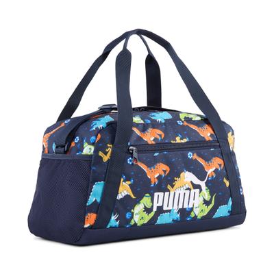 Sporttasche PUMA "PHASE AOP EXTRA SMALL SPORTS BAG", Kinder, bunt (puma navy, sporty dino aop), Netz, Obermaterial: 100% Polyester, gemustert, Taschen Sporttasche, Sporttasche, mit verstellbaren Schulterriemen