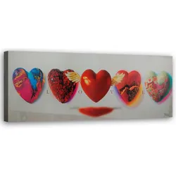 WANDBILD herzen und liebe schriftzug auf weißem hintergrund