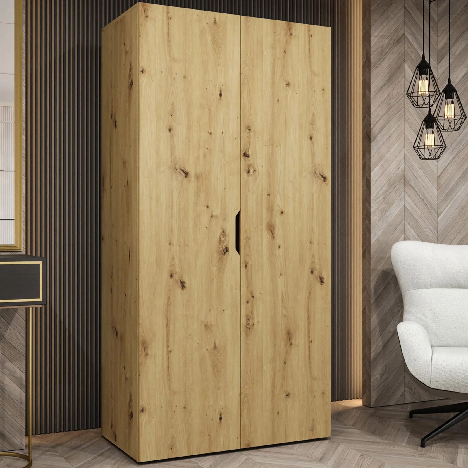 garneroarredamenti Armadio 100x202 cm 2 ante rovere Valencia