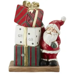HOME STORY LED Weihnachtsmann mit Geschenken   , rot , Magnesia , Maße (cm): B: 29,5 H: 36 T: 15.0