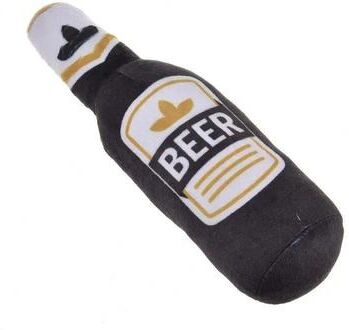 Uplifted Finds Interactive Squeaky Beer Bottle Plush Dog Toy gray