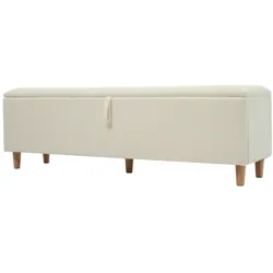OKWISH Storage Footstool Cord Beige mit Massivholzbeinen, hydraulischem Stauraum, 175x38x46 cm