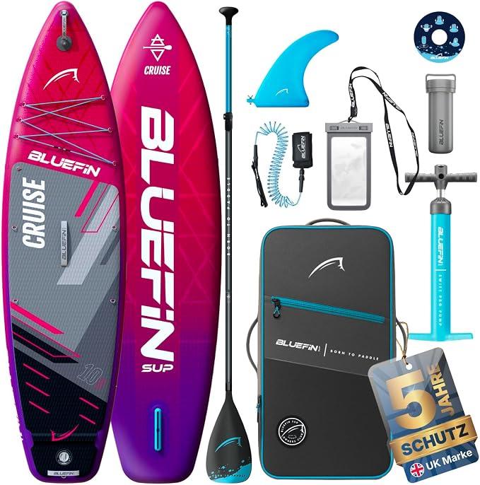 Bluefin Cruise 10'8 aufblasbares Paddleboard | Premium-SUP-Paket & Zubehör | Rutschfestes Deckpad & leicht | 6' Dickes Allround-SUP-Paddleboard | Stand-up-Board für Erwachsene & Jugendliche