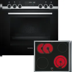 Siemens Einbau-Herd-Set, EA645GN17 + HE578BBS3 + HZ617000, Einbau-Herd, Elektro-Kochfeld, Pizzaform PQ521KB01B