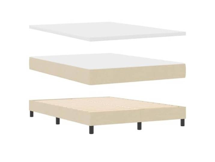 KTHLBRH Boxspringbett, 140 x 200 cm, cremefarben Kopfteil aus Polyester, verstellbar, Holzgestell, inklusive Matratze