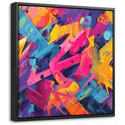 LEINWAND Bilder mit Rahmen - Abstrakt - Formen - Farbenfroh - 20x20