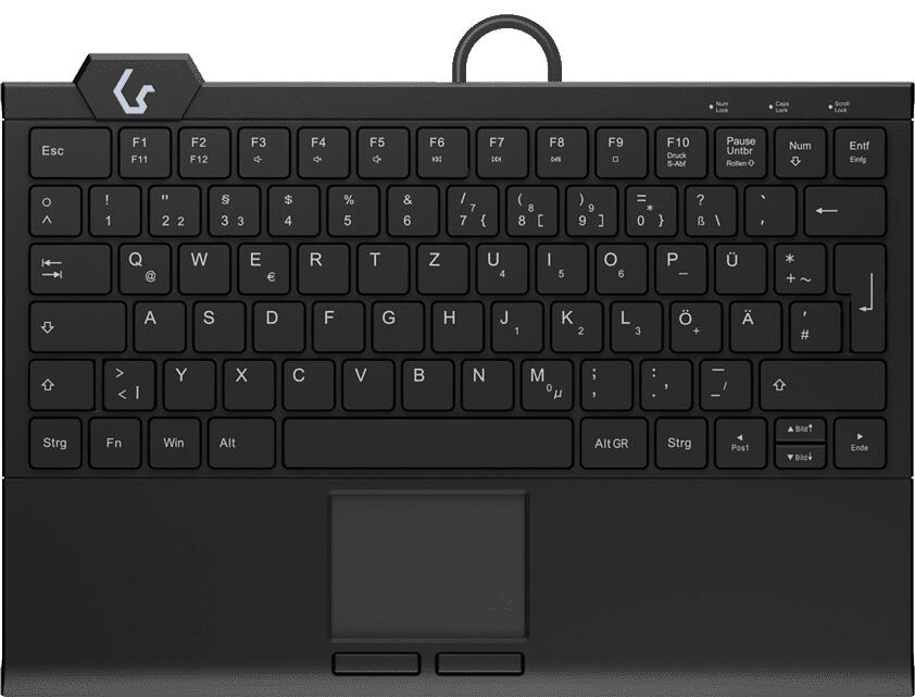 KeySonic KSK-5210ELU kabelgebundene Mini Tastatur mit Touchpad - QWERTZ DE - schwarz 60948