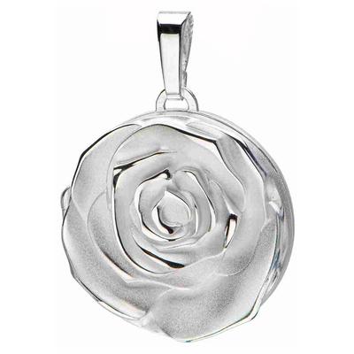 Medallionanhänger JOBO "Anhänger Medaillon Rose", silber (silber 925), Schmuckanhänger, Damen, Silber 925 (Sterlingsilber), 925 Silber
