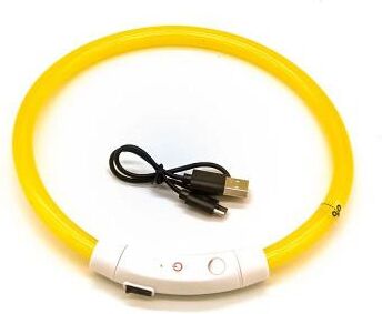 Inspire Select LED Luminous Dog Collar Adjustable Glowing Safety Neck Collar For Night Walking, Training & Outdoor Activities yellow s 15.75 In