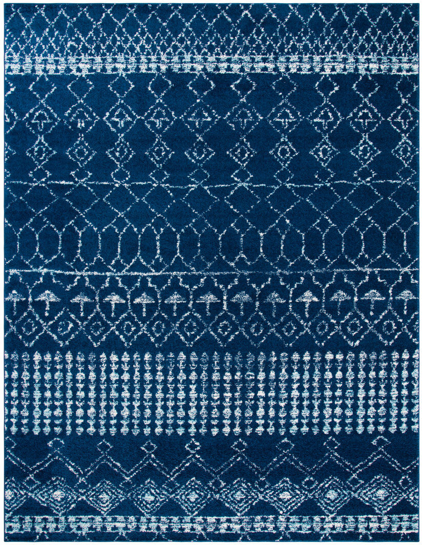 Mistana Metivier Geometric Area Rug Navy/White Rectangle 235 x 305cm