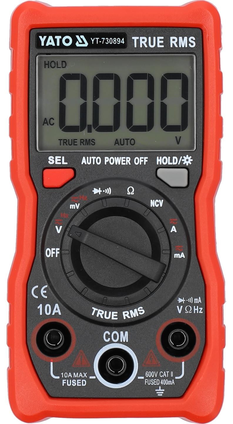 YATO Digitale multimeter met TRUE RMS-meting, LCD-display en 4000 tellingen