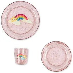 Konges Slojd, Kindergeschirr + Kinderbesteck, Glitzer Geschirrset Rainbow