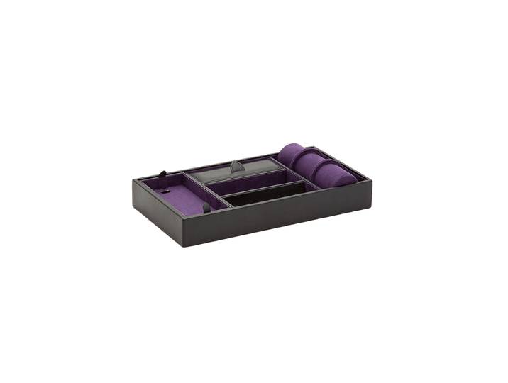 Edles Echtleder Ablage-Tablett „Blake“ Schwarz / Purple WOLF