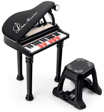 Costway 31 Keys Kids Piano Keyboard with Stool and Piano Lid-Black
