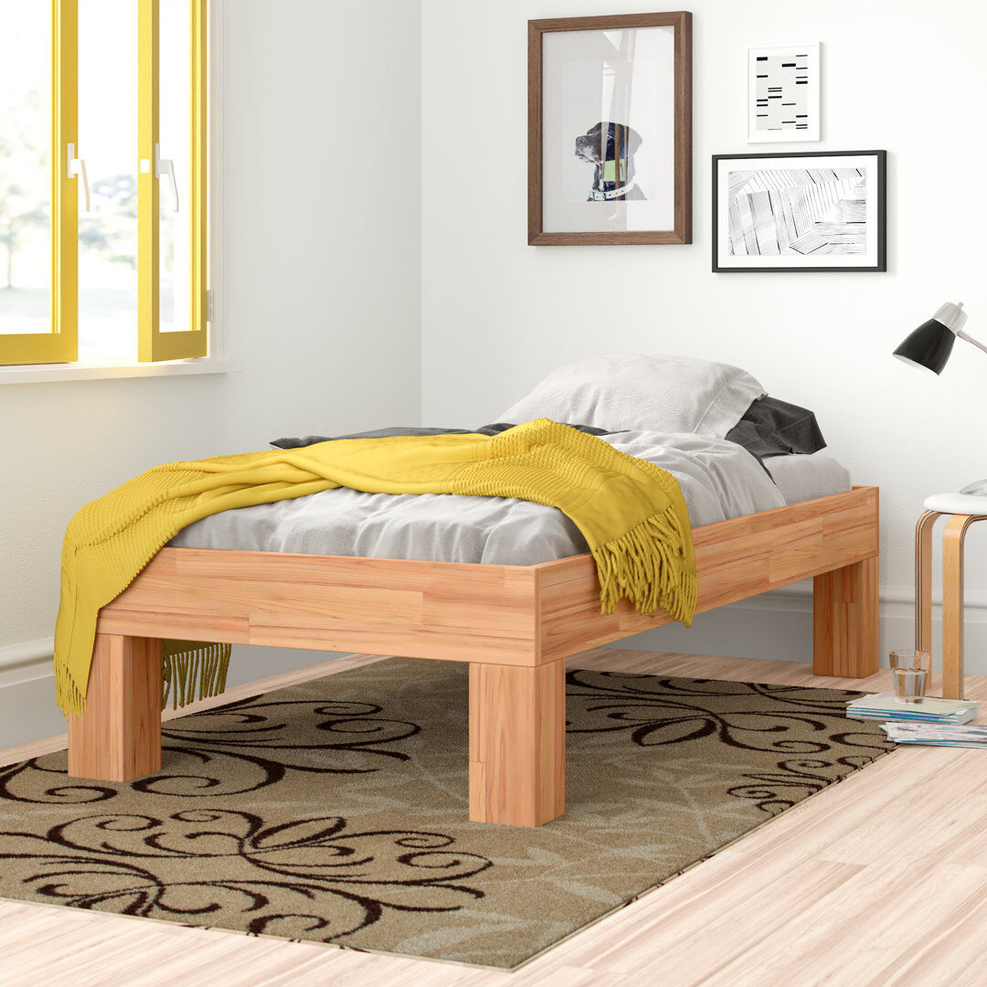 Union Rustic Kalida Jana Solid Wood Bed in Beech Natural 100 x 200 cm