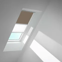 VELUX Verdunkelungsrollo Duo DFD Nougat/Weiß 4574, P04, Aluminiumschiene,GGU,Manuell,VELUX
