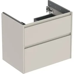 Geberit Renova Plan US f. WT, m. 2 Schubladen 69,3x60,6x44,6cm, sandgrau/l. seid...