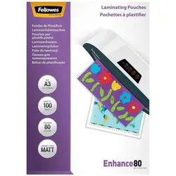Fellowes, Laminierfolie, Enhance 80 (A3, 100 Stk., 80 μm)