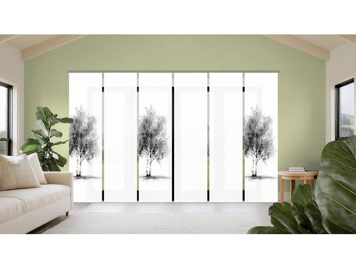 Schiebegardine HOME WOHNIDEEN TREE , weiss (grau), B:60cm H:245cm, Polyester, Gardinen, Schiebegardine, Schiebewand Seidenoptik, SET, Digitaldruck