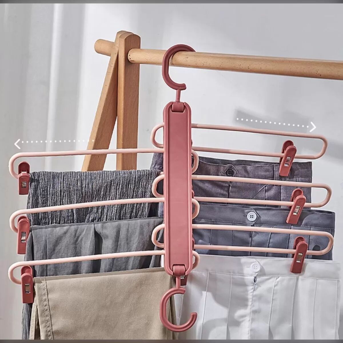 INF Cintre à Pantalons Pliable Multifonctionnel - Gain de Place Blanc