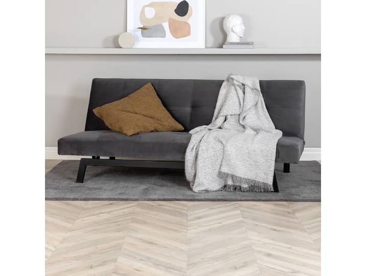 Schlafsofa Bodil Grau/Grau Samt 180 x 80 x 87cm Modern