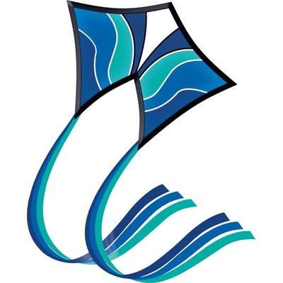 Paul Günther 1158 - Einleiner-Drachen Blue Wave aus Ripstop-Polyester, mit Schwanz, Wickelgriff, Schnur, 90x70 cm, ab 6 Jahren