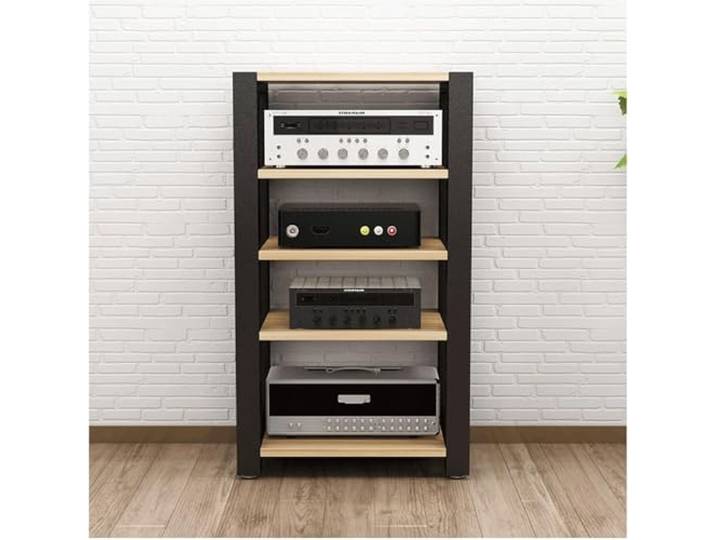 DUddTTW Audio-Rack, 2/3/4/5-stufiges Stereo-Rack, Audio-Geräte-Rack, offenes Audio-Rack, Schrank, HiFi-Rack, verstellbares Audio-Video-Regal, langlebig(Natural,5 Tier)