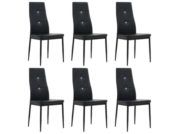 KUTYWEXFM Esszimmerstühle 6er Set Schwarz Kunstleder Polsterstuhl Modernes 6er Set Küchenstühle mit Steinchen an der Rückenlehne für Esszimmer, Wohnzimmer und stilvolle Räume.