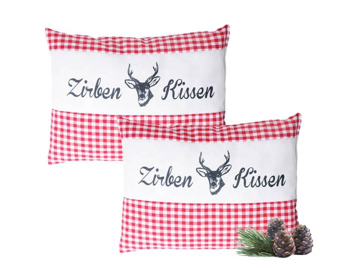 2er-Set Zirbenkissen Vichy Rot 26 x 19 cm