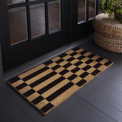 "Balta Rugs Checkerboard Stripe Geometric 18"" x 30"" Doormat - 18"" x 30"""