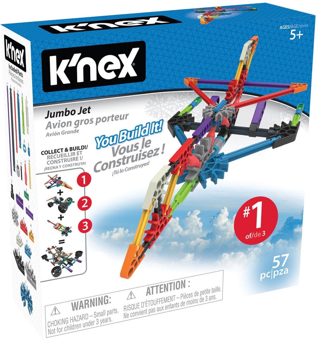 Basic Fun K'NEX Jumbo Jet Building Set – 57 Pieces for Kids, Ages 5+
