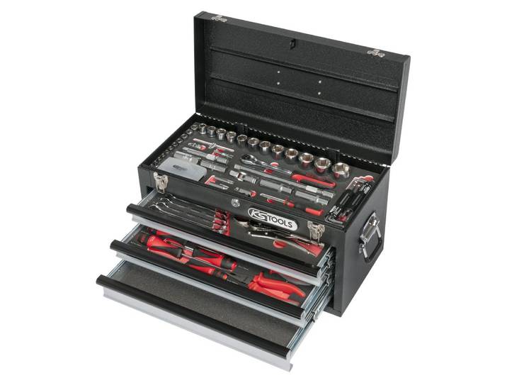 KS TOOLS Coffre à outils ULTIMATE équipé - 3 tiroirs et plateau - 114 pièces - 922.0100