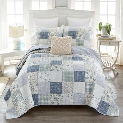 American Heritage Textiles Blue Pastures Patchwork Mini Quilt Set, Full / Queen, Blue