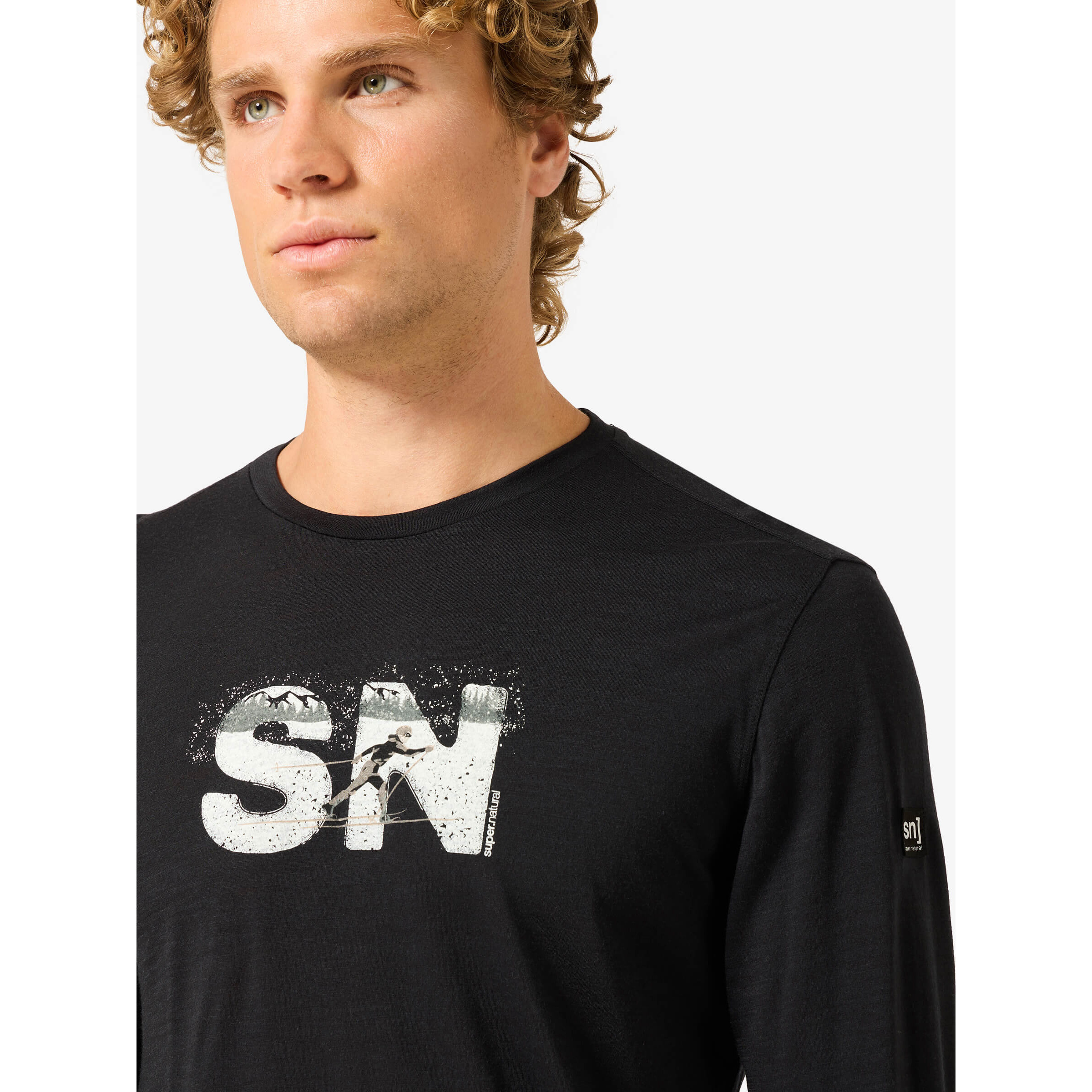 Super.Natural Cross Country Logo Herren Longsleeves schwarz Größe M Trekking Hautfreundlich Merinowolle