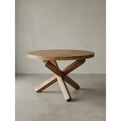 Esstisch Rund Massivholz Landhausstil BOHA, Dunkelbraun 120x120x75 cm