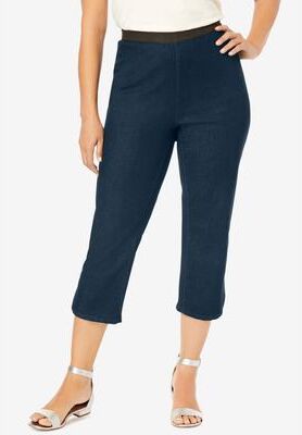 Plus Size Women's Stretch Denim Crop Jeggings by Jessica London in Indigo (Size 36 W) Jeans Legging