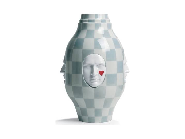 LLADRÓ vase CONVERSATION VASE (Grigio e rosso - Porcelaine)