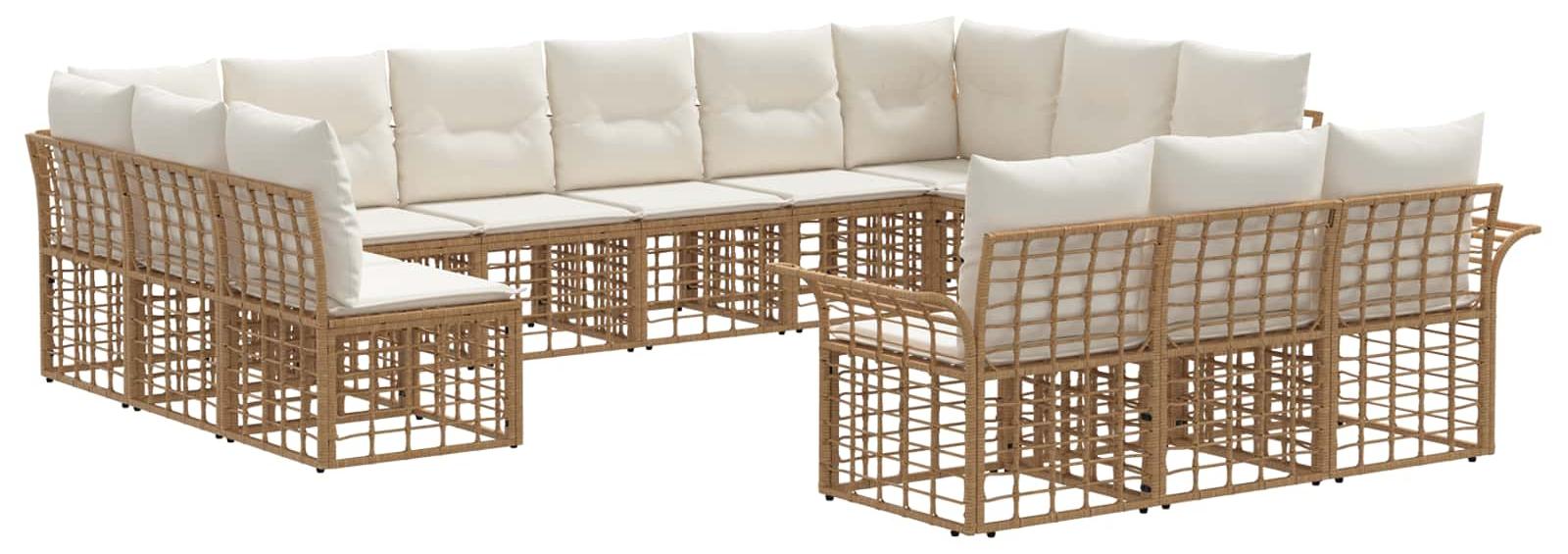 Outdoor-Sofagarnitur 13 pcs Natürlich und Cremweiß Polyester