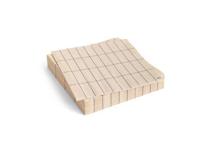 HAY Serviette Pattern Lunch 33x33 cm, Lot de 20 Off white-blue grid