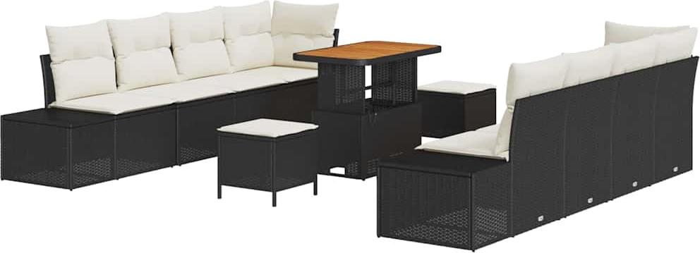 vidaXL Gartensofa-set Schwarz Poly Rattan