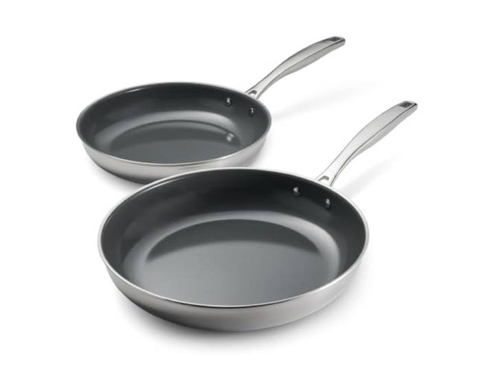 Tramontina Tri-Ply Pfannen, 2er Set, 25 cm und 30 cm, Keramik, Induktion Antihaftbeschichtete Keramikbeschichtung, Backofengeeignet, Tri-Ply, für alle Herdarten geeignet