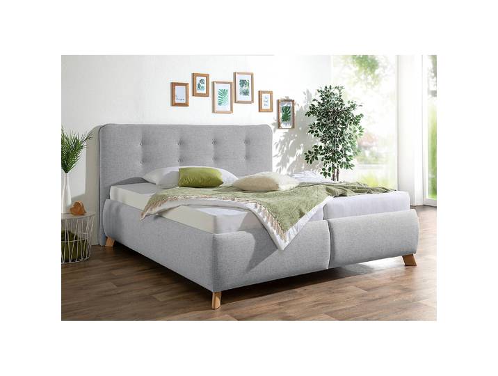 Polsterbett Trotwood 200 x 200cm Strukturstoff Grau/Hellgrau