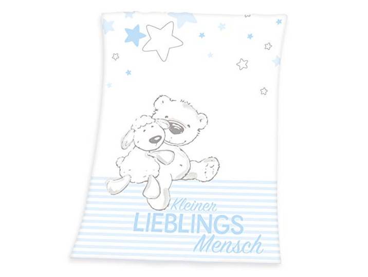 Herding Baby Best Lieblingsmensch Microfaser-Flauschdecke, 75 x 100 cm, Polyester, Blau